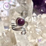 Lepidolite Sterling Silver Wire Wrapped Ring